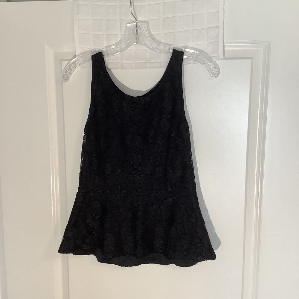 Express Ladies Lined Lace Sleeveless Top Black Size SP